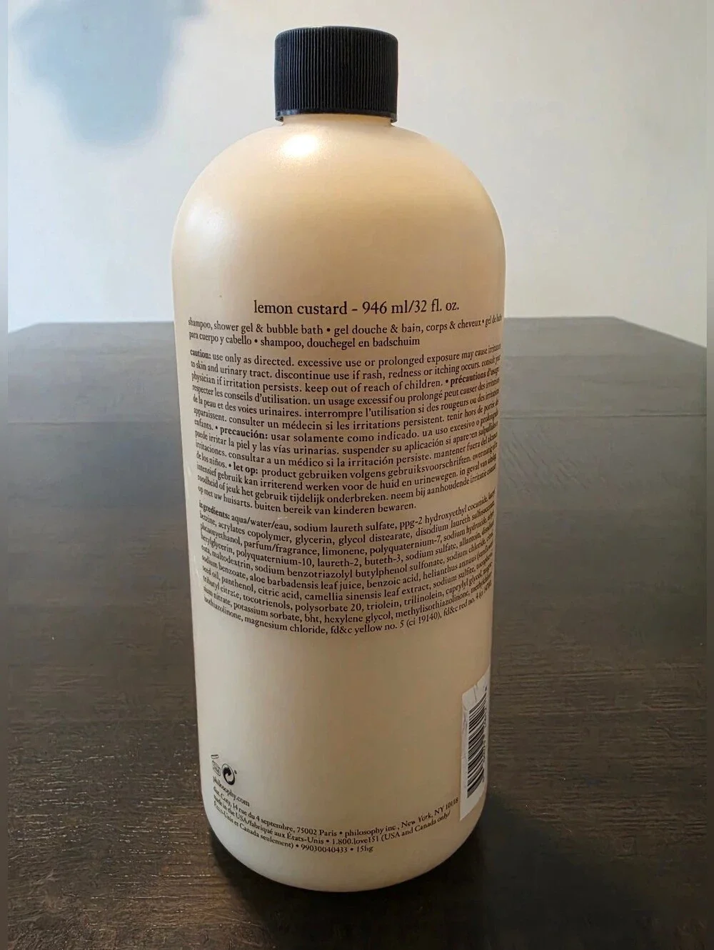Philosophy Lemon Custard 3in1 Shampoo Shower Gel Bubble Bath 32oz